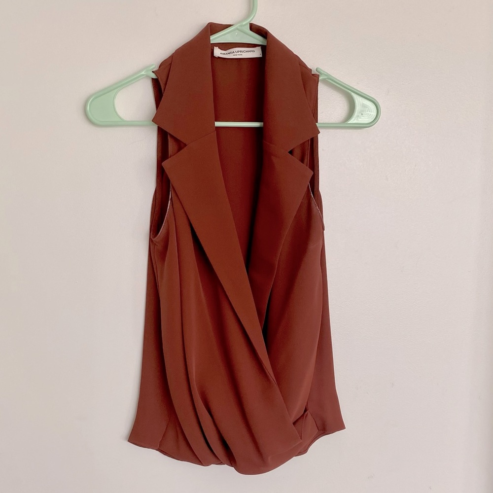 Amanda Uprichard Rust Orange Sleeveless Top